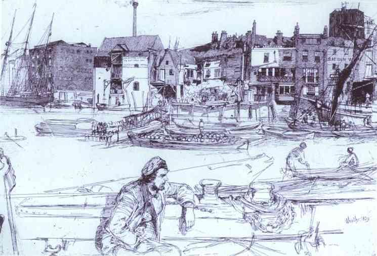 Wikioo.org - The Encyclopedia of Fine Arts - Painting, Artwork by James Abbott Mcneill Whistler - Black Lion Wharf