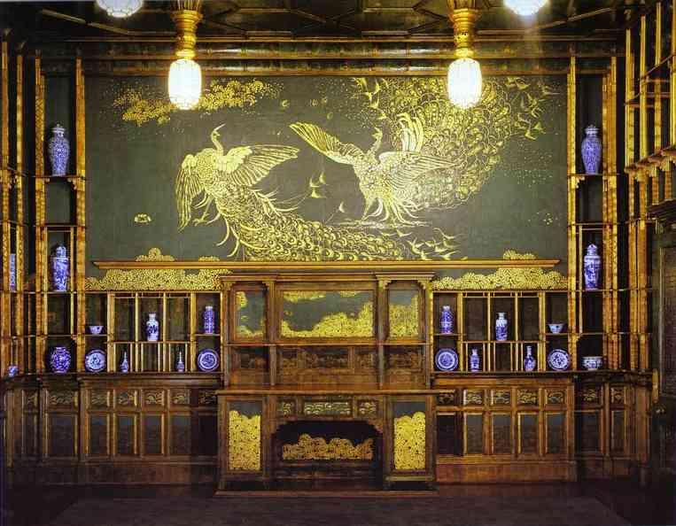Wikioo.org - Bách khoa toàn thư về mỹ thuật - Vẽ tranh, Tác phẩm nghệ thuật James Abbott Mcneill Whistler - Harmony in Blue and Gold, The Peacock Room