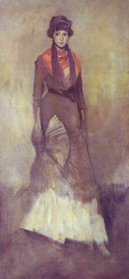 Wikioo.org - The Encyclopedia of Fine Arts - Painting, Artwork by James Abbott Mcneill Whistler - Harmony in Fawn Color and Purple, Portrait of Miss Milly Finch