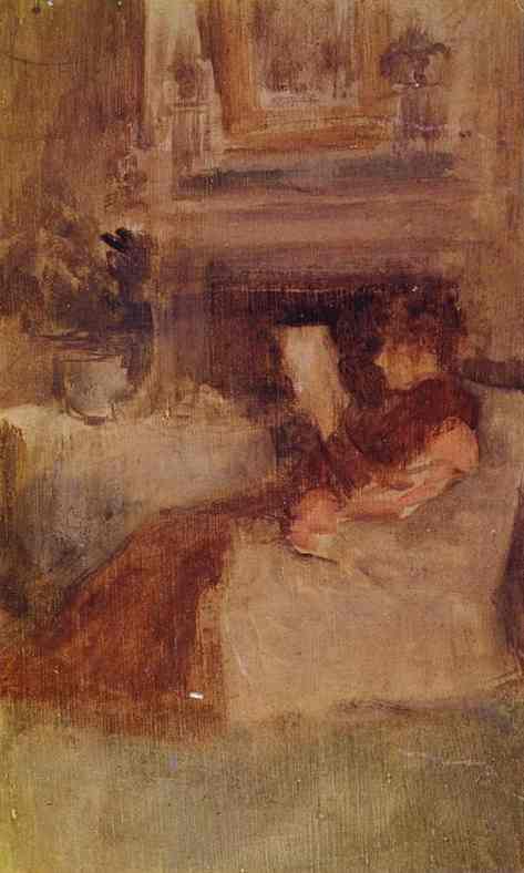 WikiOO.org - 백과 사전 - 회화, 삽화 James Abbott Mcneill Whistler - Mrs. Charles Wibley Reading