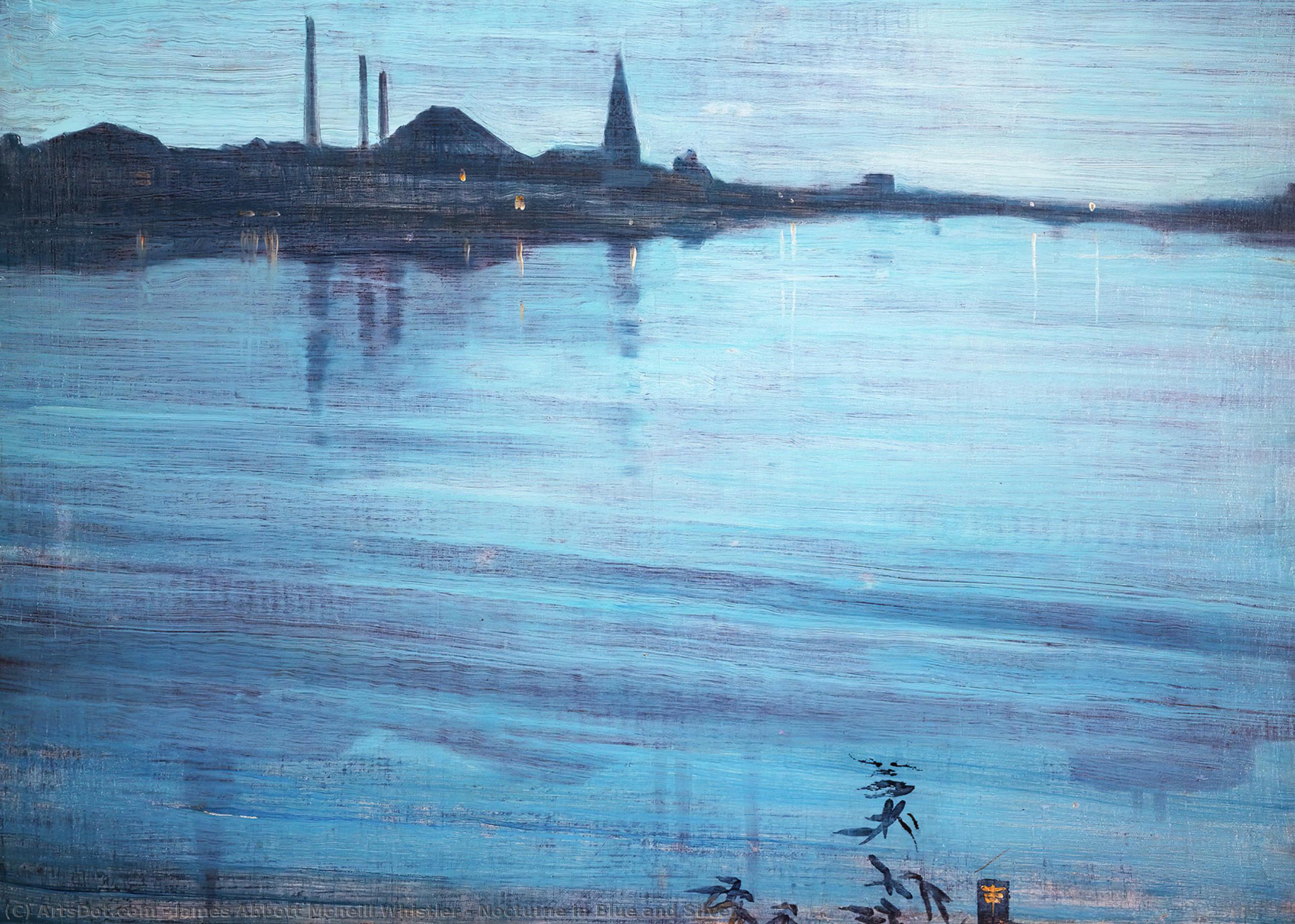 Wikioo.org - Bách khoa toàn thư về mỹ thuật - Vẽ tranh, Tác phẩm nghệ thuật James Abbott Mcneill Whistler - Nocturne in Blue and Silver