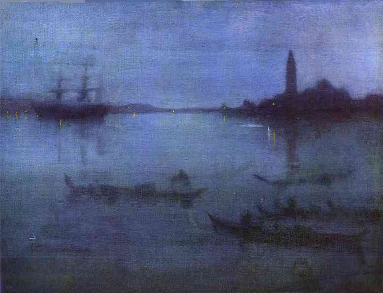 Wikioo.org - The Encyclopedia of Fine Arts - Painting, Artwork by James Abbott Mcneill Whistler - Nocturne in Blue and Silver; The Lagoon, Venice