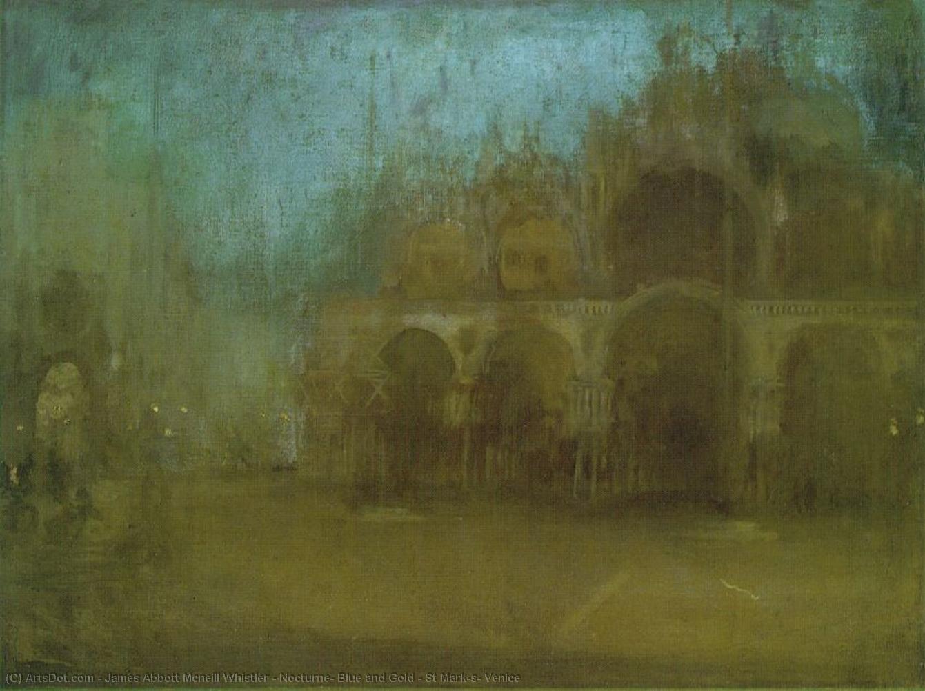 WikiOO.org - Encyclopedia of Fine Arts - Schilderen, Artwork James Abbott Mcneill Whistler - Nocturne, Blue and Gold - St Mark's, Venice
