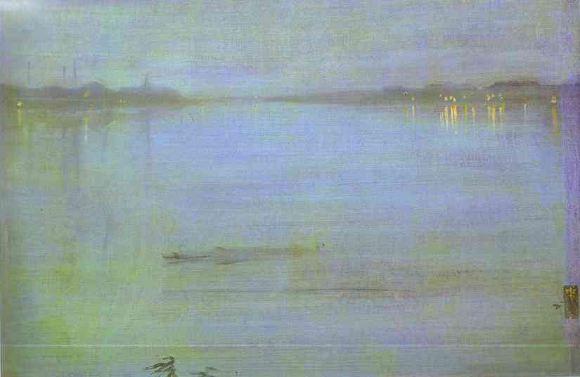 WikiOO.org - Encyclopedia of Fine Arts - Maleri, Artwork James Abbott Mcneill Whistler - Nocturne, Blue and Silver - Cremorne Lights