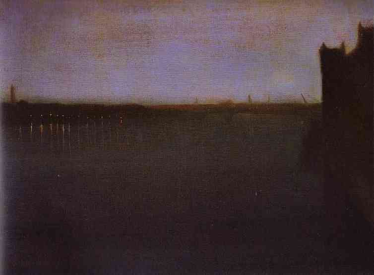 WikiOO.org – 美術百科全書 - 繪畫，作品 James Abbott Mcneill Whistler - 夜曲 灰色  和  金  -   威斯敏斯特  桥