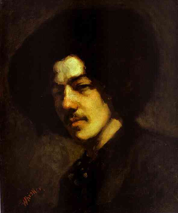 Wikioo.org - The Encyclopedia of Fine Arts - Painting, Artwork by James Abbott Mcneill Whistler - Portrait of Whistler with Hat