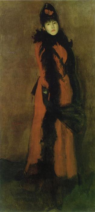 WikiOO.org - Encyclopedia of Fine Arts - Maalaus, taideteos James Abbott Mcneill Whistler - Red and Black, The Fan