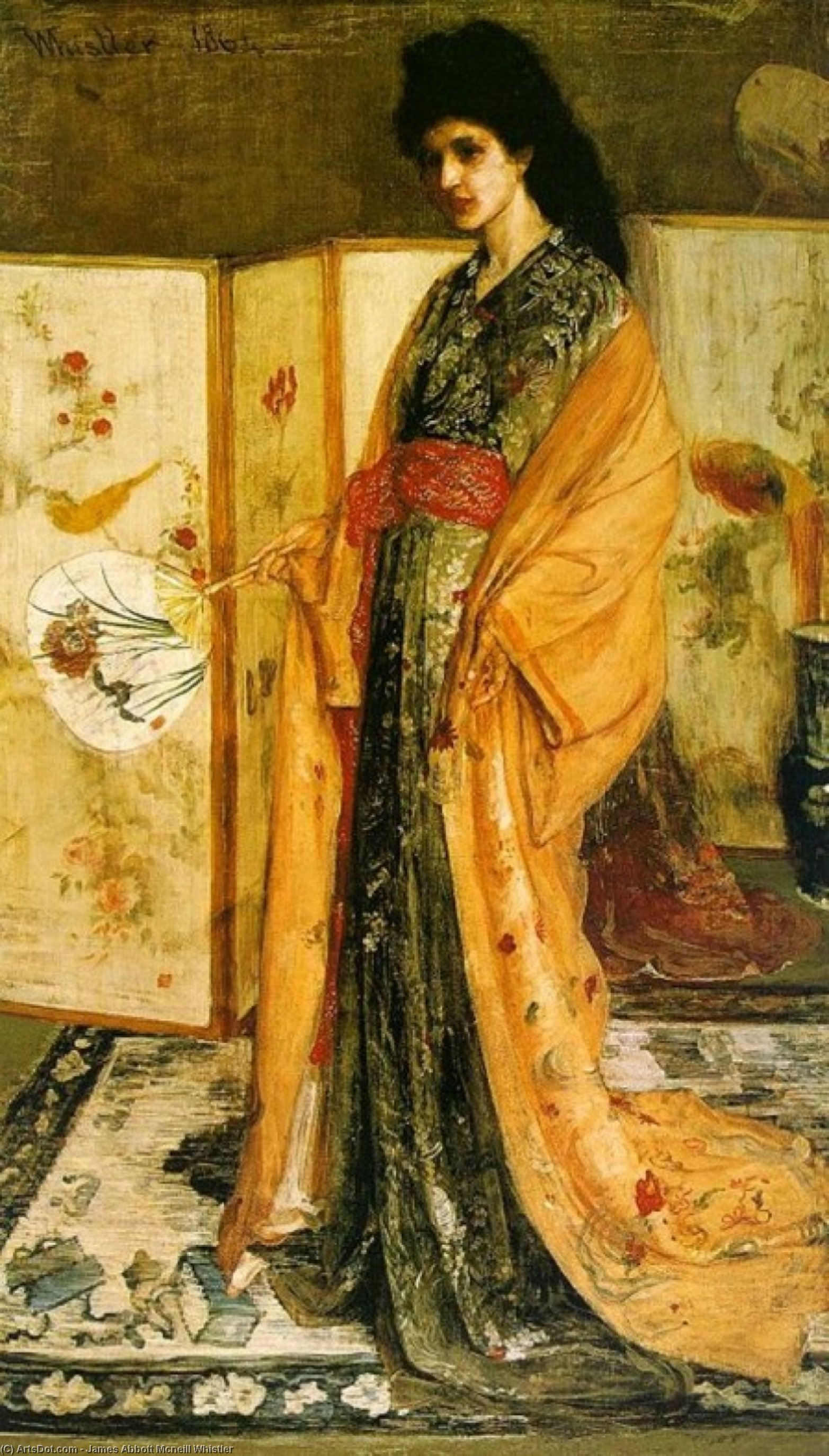 WikiOO.org - Encyclopedia of Fine Arts - Schilderen, Artwork James Abbott Mcneill Whistler - Rose and Silver. The Princess from the Land of Porcelain