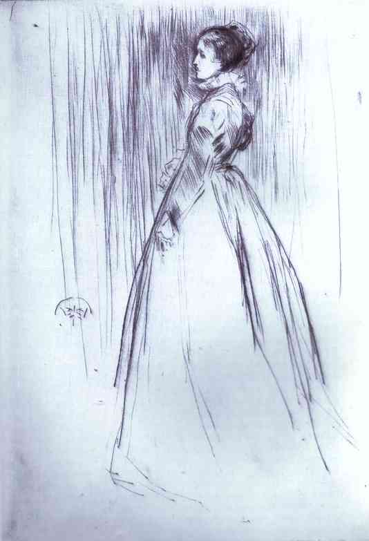 WikiOO.org - Encyclopedia of Fine Arts - Maalaus, taideteos James Abbott Mcneill Whistler - The Velvet Dress