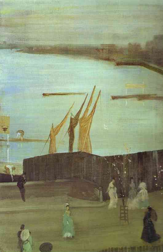Wikioo.org - The Encyclopedia of Fine Arts - Painting, Artwork by James Abbott Mcneill Whistler - Variations in Pink and Grey, Chelsea