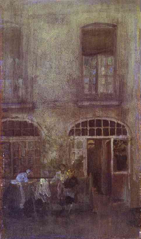 WikiOO.org - 백과 사전 - 회화, 삽화 James Abbott Mcneill Whistler - White and Grey, The Hotel Courtyard, Dieppe