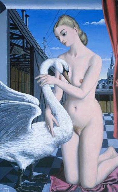 Wikioo.org – La Enciclopedia de las Bellas Artes - Pintura, Obras de arte de Paul Delvaux - leda1