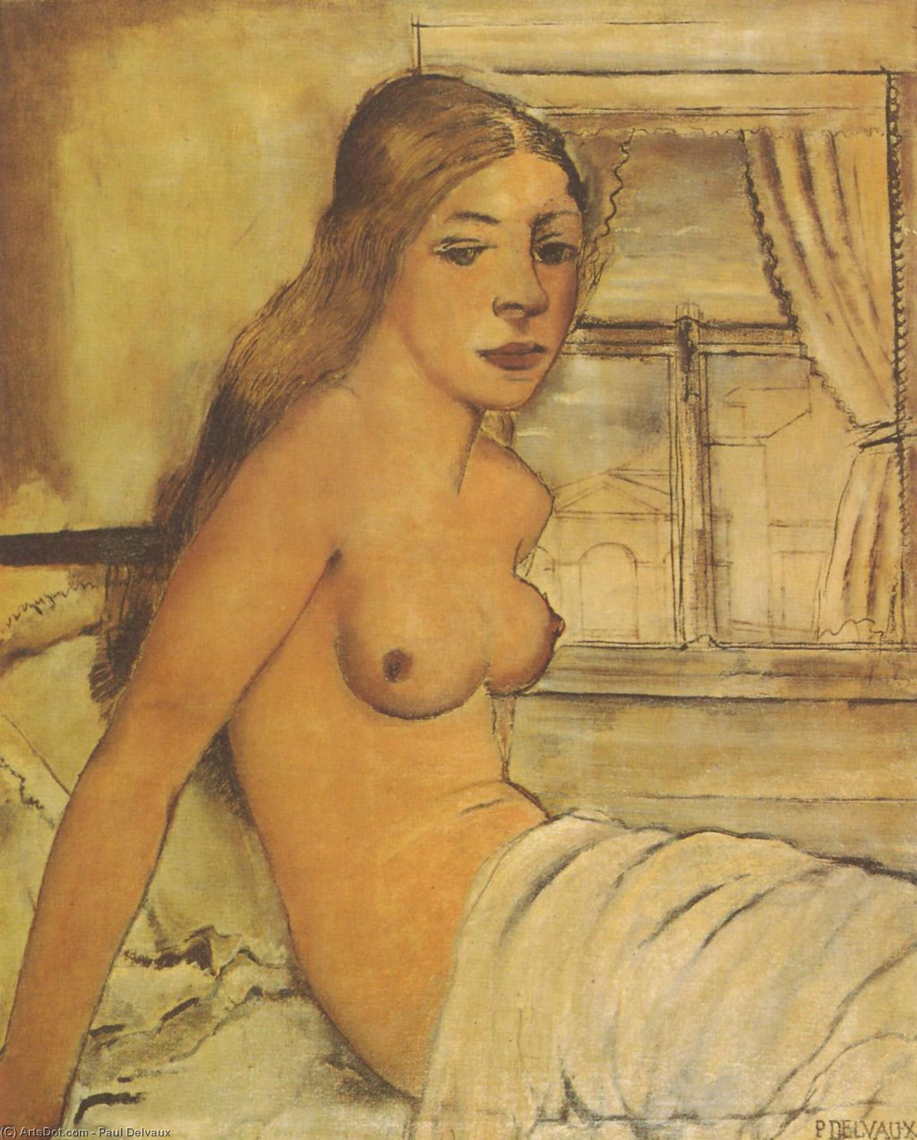 Wikioo.org - Bách khoa toàn thư về mỹ thuật - Vẽ tranh, Tác phẩm nghệ thuật Paul Delvaux - Nude Getting Up
