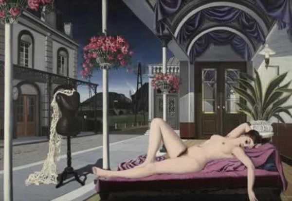 WikiOO.org - Encyclopedia of Fine Arts - Maalaus, taideteos Paul Delvaux - Reclining Nude