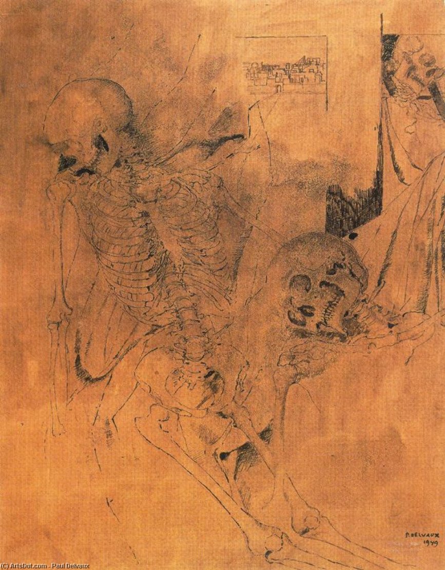 Wikioo.org - Encyklopedia Sztuk Pięknych - Malarstwo, Grafika Paul Delvaux - Skeletons