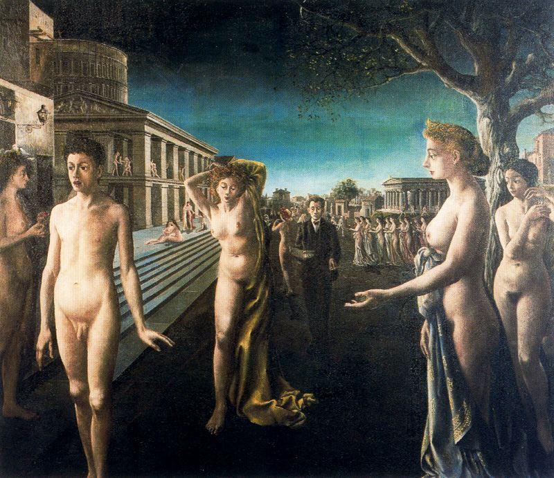 Wikioo.org - The Encyclopedia of Fine Arts - Painting, Artwork by Paul Delvaux - Sunrise in the city