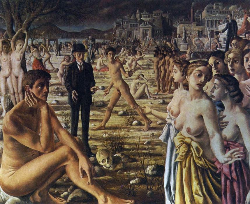 WikiOO.org - Encyclopedia of Fine Arts - Maalaus, taideteos Paul Delvaux - The City Worries