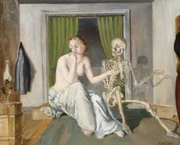 WikiOO.org - Encyclopedia of Fine Arts - Maľba, Artwork Paul Delvaux - The Conversation
