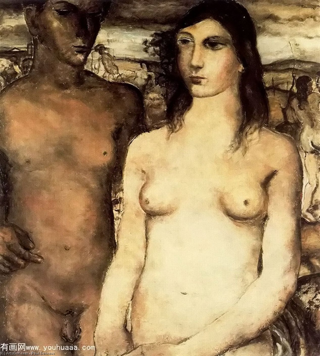 Wikioo.org - สารานุกรมวิจิตรศิลป์ - จิตรกรรม Paul Delvaux - The couple