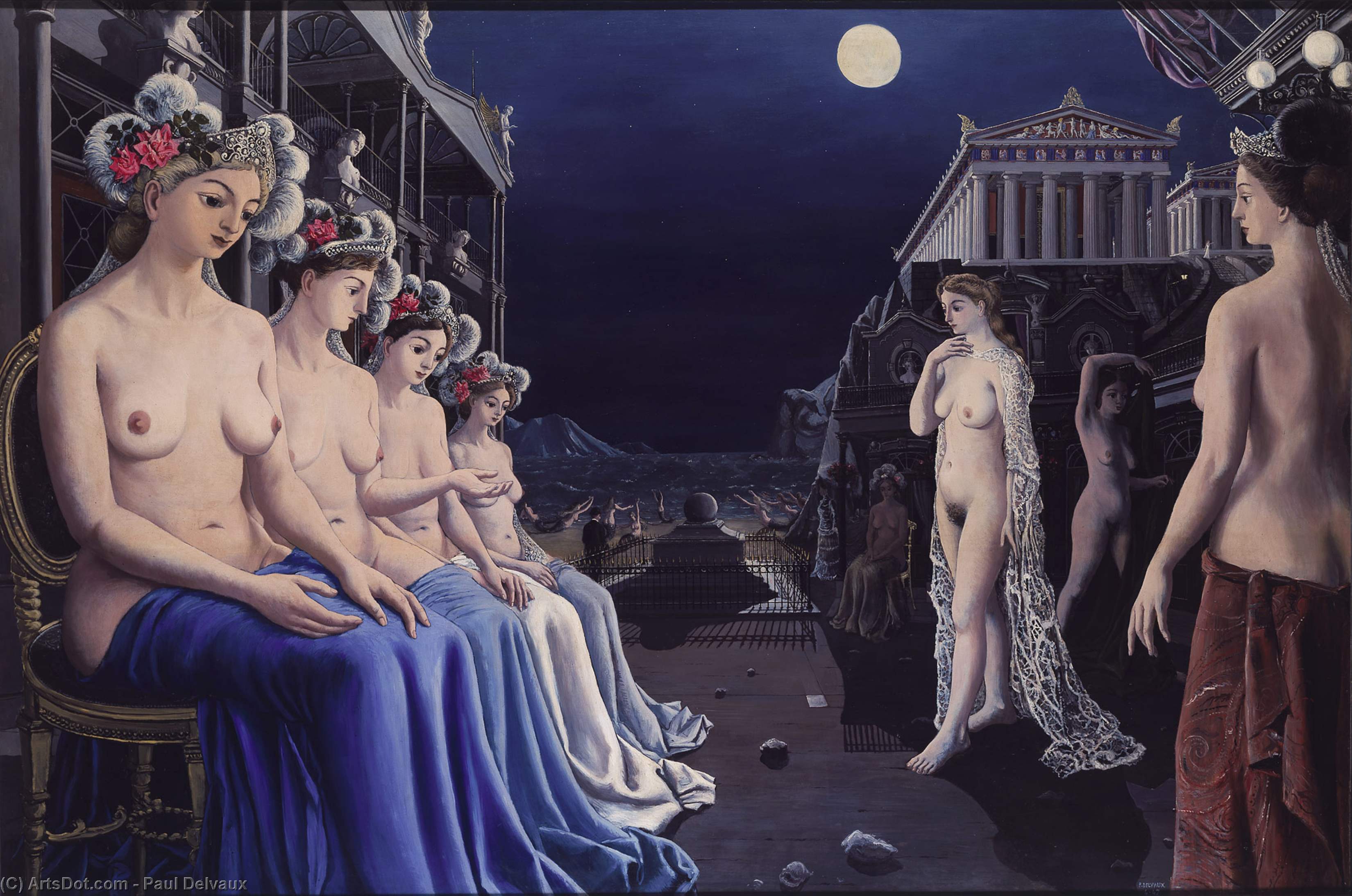 Wikioo.org - The Encyclopedia of Fine Arts - Painting, Artwork by Paul Delvaux - The Great Sirens