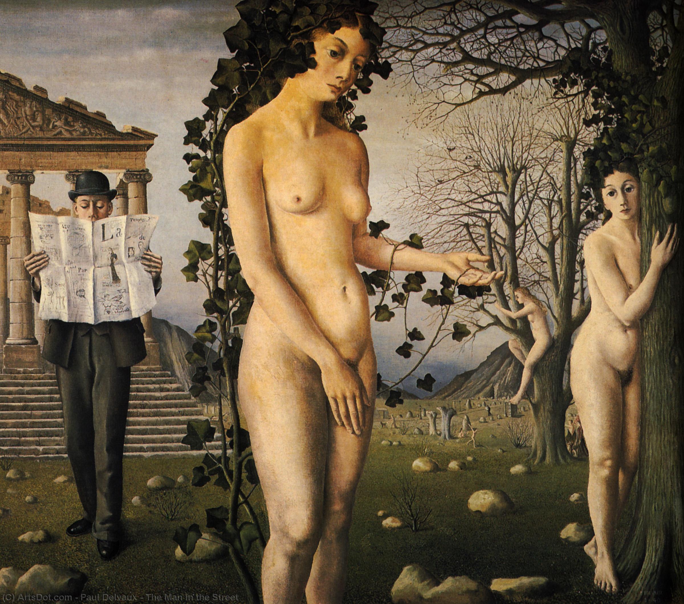Wikioo.org - The Encyclopedia of Fine Arts - Painting, Artwork by Paul Delvaux - The Man in the Street