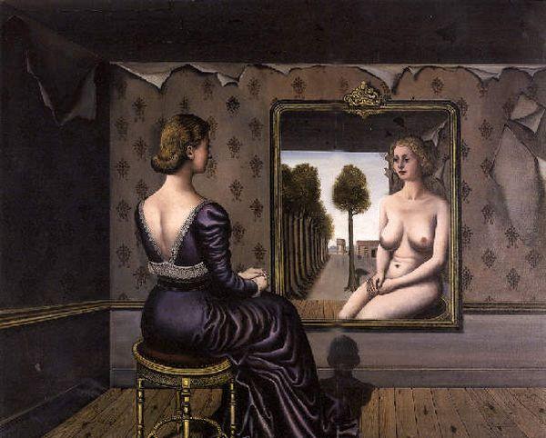 Wikioo.org - The Encyclopedia of Fine Arts - Painting, Artwork by Paul Delvaux - The Mirror