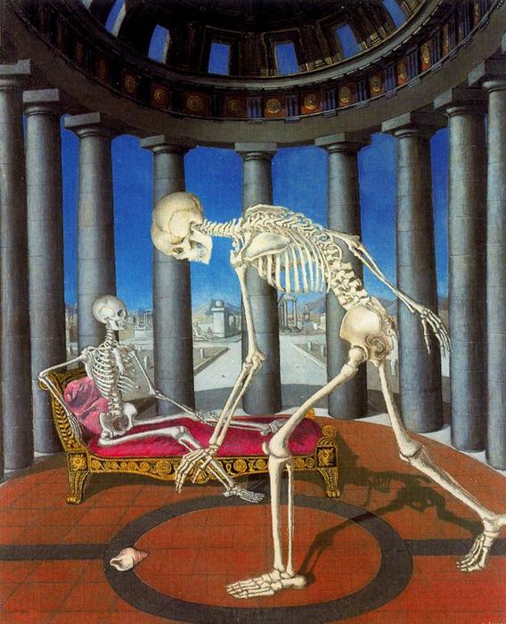 WikiOO.org - Encyclopedia of Fine Arts - Maalaus, taideteos Paul Delvaux - The skeleton and the shell
