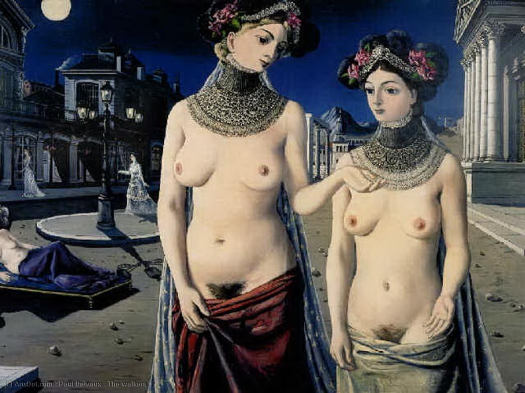 Wikioo.org – La Enciclopedia de las Bellas Artes - Pintura, Obras de arte de Paul Delvaux - Los caminantes