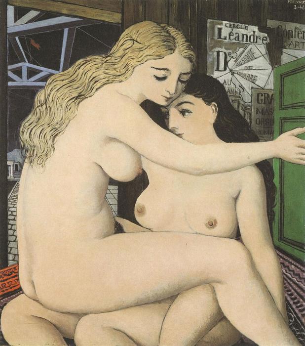 Wikioo.org - The Encyclopedia of Fine Arts - Painting, Artwork by Paul Delvaux - Two Girl Friends