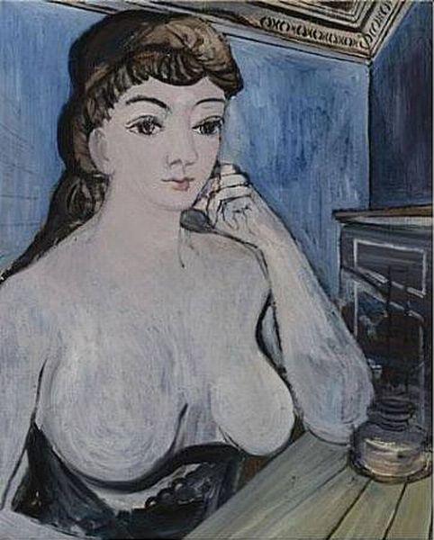 WikiOO.org - 百科事典 - 絵画、アートワーク Paul Delvaux - を持つ女性 ザー  ランプ