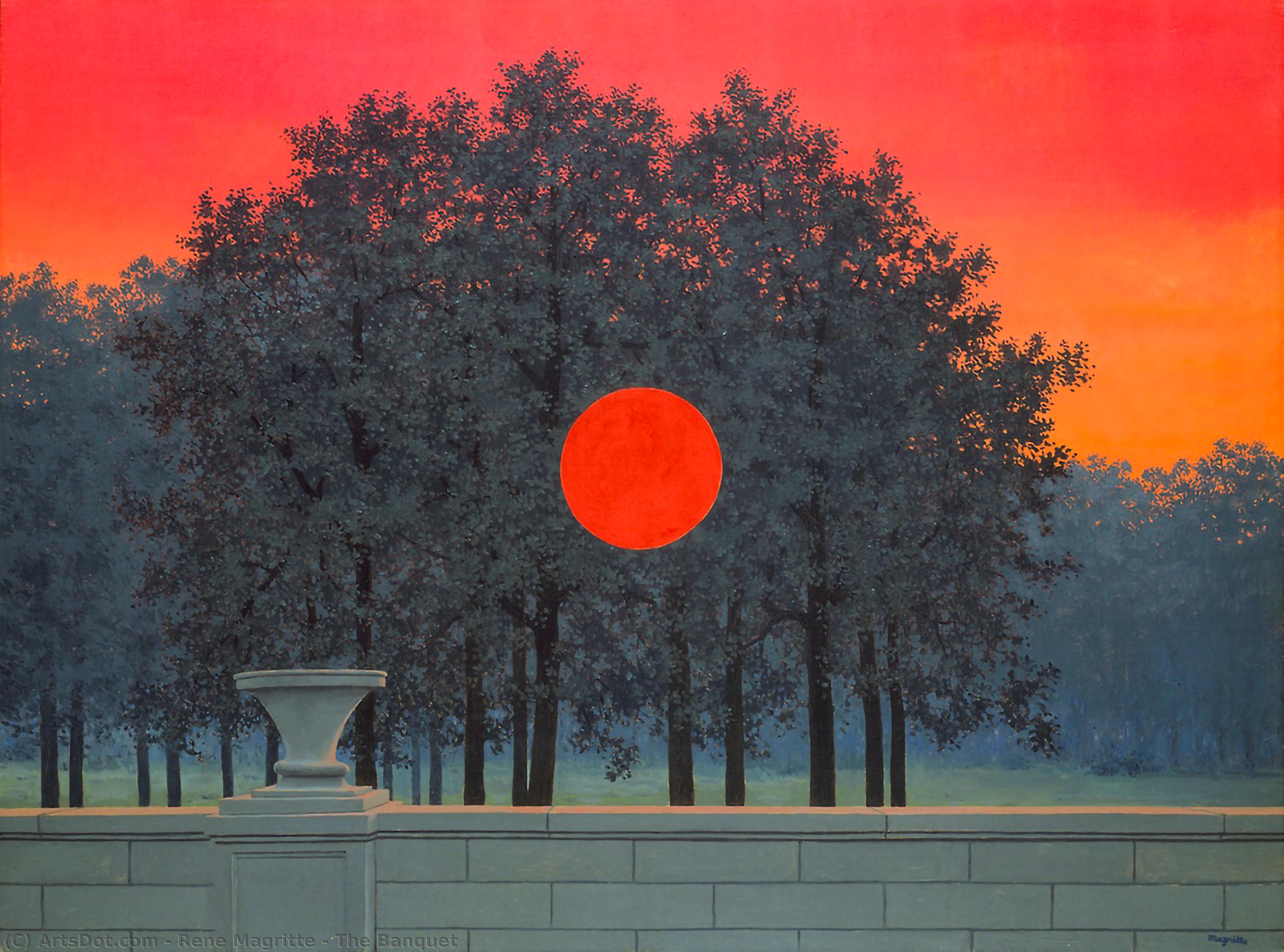 Wikoo.org - موسوعة الفنون الجميلة - اللوحة، العمل الفني Rene Magritte - The Banquet