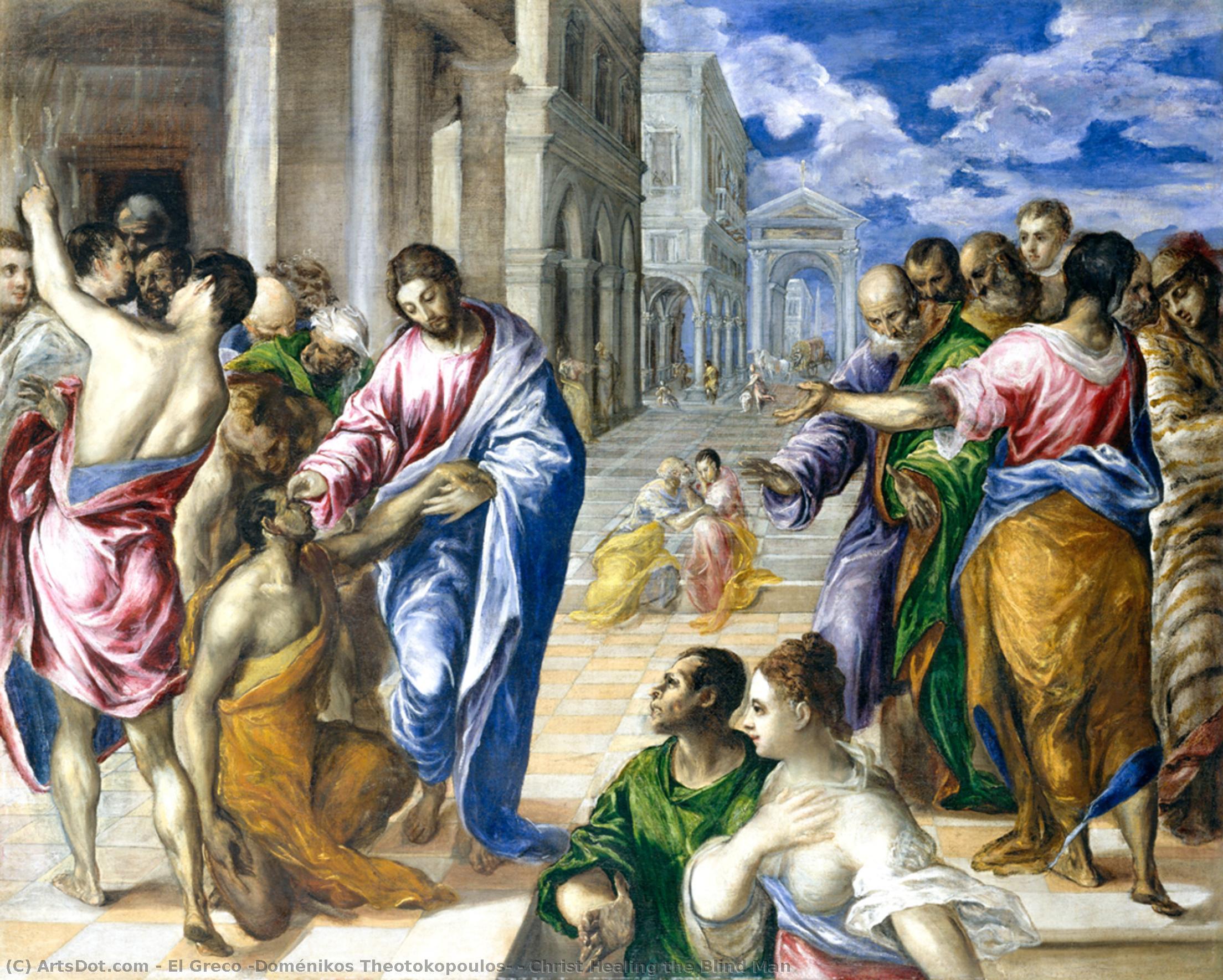 WikiOO.org - دایره المعارف هنرهای زیبا - نقاشی، آثار هنری El Greco (Doménikos Theotokopoulos) - Christ Healing the Blind Man