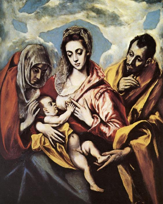 Wikioo.org - The Encyclopedia of Fine Arts - Painting, Artwork by El Greco (Doménikos Theotokopoulos) - Holy Family with St. Anne