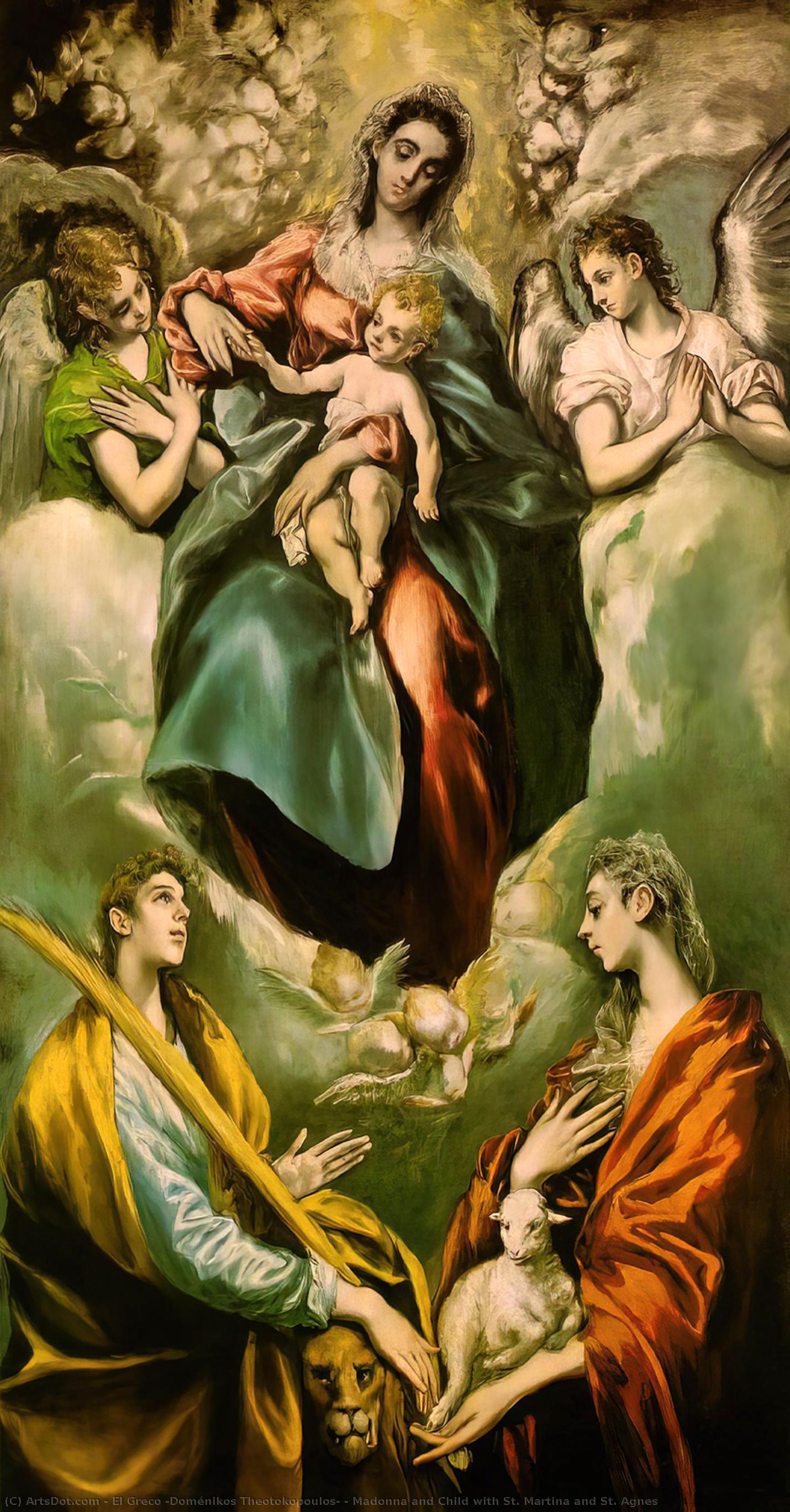 WikiOO.org - Енциклопедия за изящни изкуства - Живопис, Произведения на изкуството El Greco (Doménikos Theotokopoulos) - Madonna and Child with St. Martina and St. Agnes
