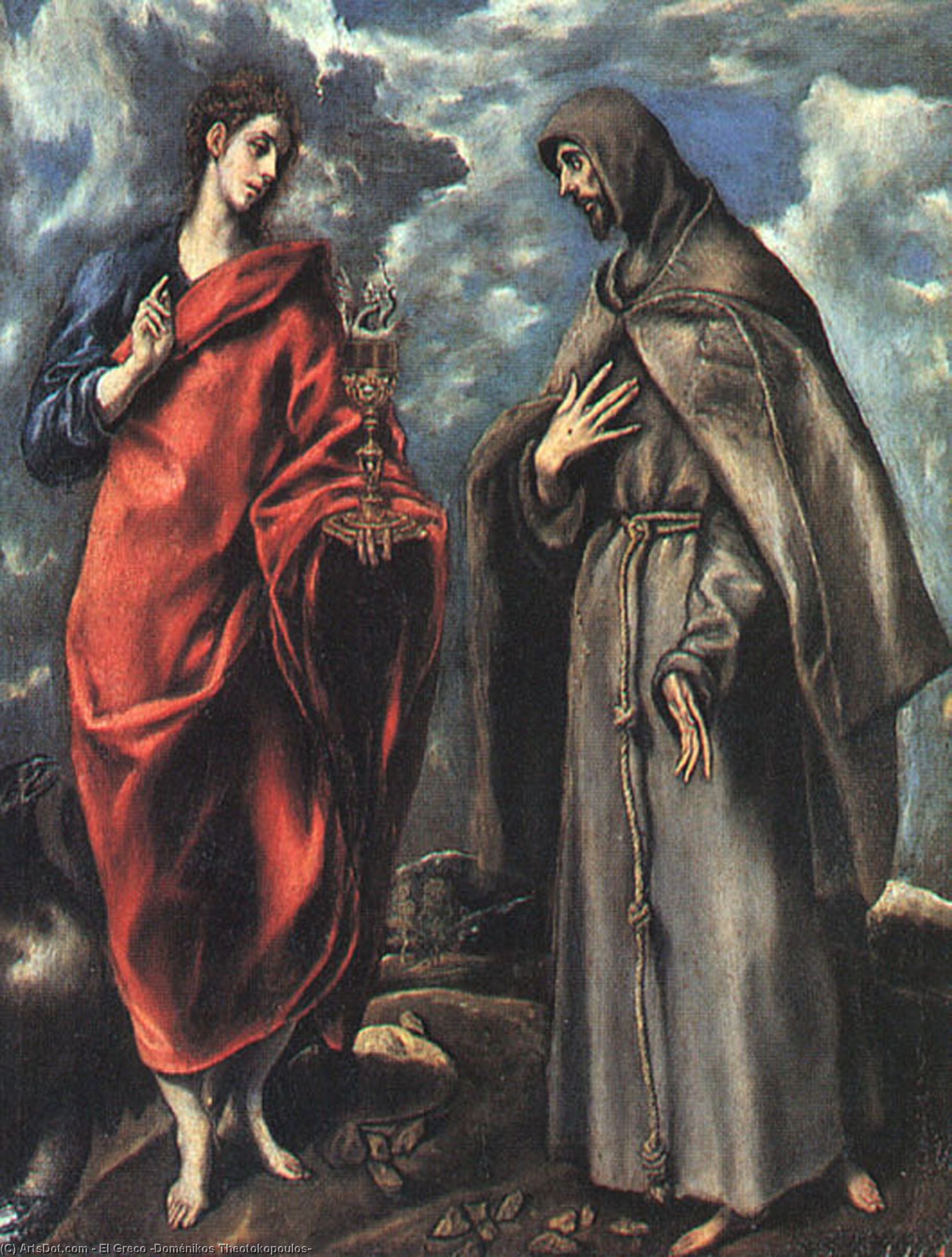 WikiOO.org - Encyclopedia of Fine Arts - Festés, Grafika El Greco (Doménikos Theotokopoulos) - Saints John the Evangelist and Francis