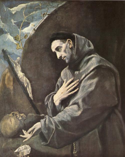 Wikioo.org – La Enciclopedia de las Bellas Artes - Pintura, Obras de arte de El Greco (Doménikos Theotokopoulos) - S t . francisco en meditación