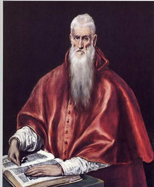 WikiOO.org - Güzel Sanatlar Ansiklopedisi - Resim, Resimler El Greco (Doménikos Theotokopoulos) - St. Jerome as Cardinal