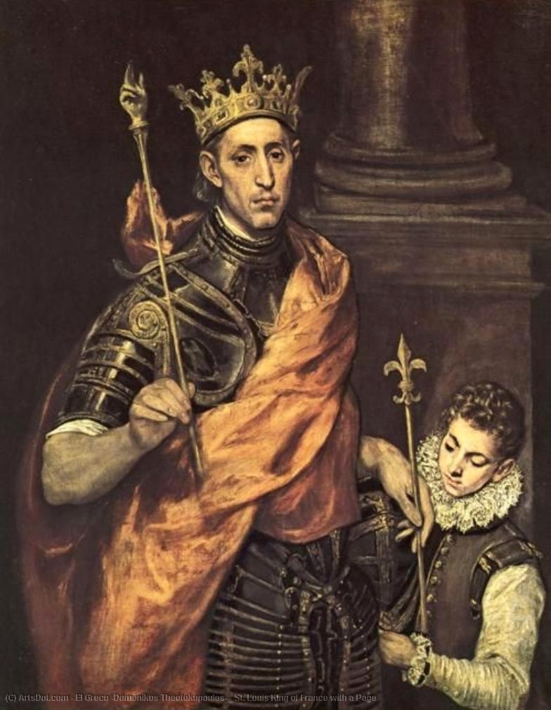 Wikioo.org - The Encyclopedia of Fine Arts - Painting, Artwork by El Greco (Doménikos Theotokopoulos) - St. Louis King of France with a Page