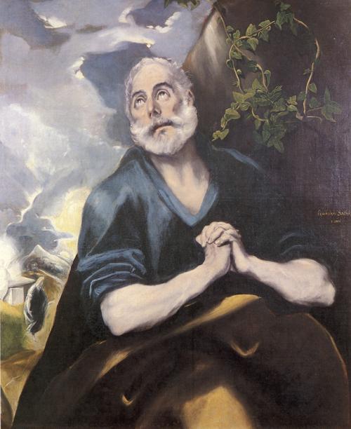 Wikioo.org - Die Enzyklopädie bildender Kunst - Malerei, Kunstwerk von El Greco (Doménikos Theotokopoulos) - St. . peter in tränen