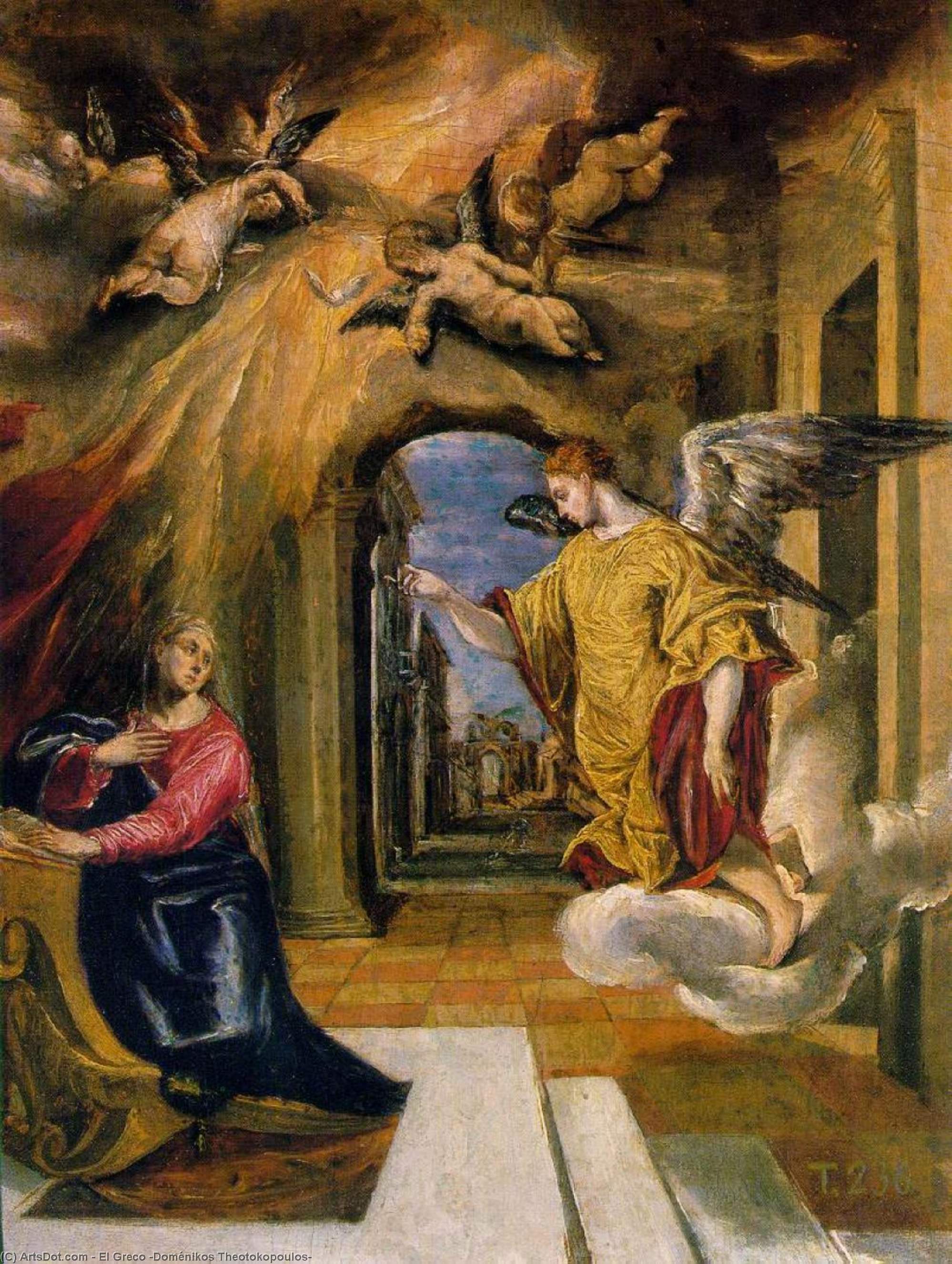 WikiOO.org - 백과 사전 - 회화, 삽화 El Greco (Doménikos Theotokopoulos) - The Annunciation