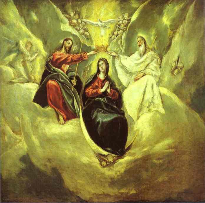 Wikioo.org - Die Enzyklopädie bildender Kunst - Malerei, Kunstwerk von El Greco (Doménikos Theotokopoulos) - die krönung der jungfrau