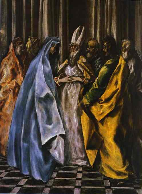 Wikioo.org - Die Enzyklopädie bildender Kunst - Malerei, Kunstwerk von El Greco (Doménikos Theotokopoulos) - der heirat von die Jungfrau