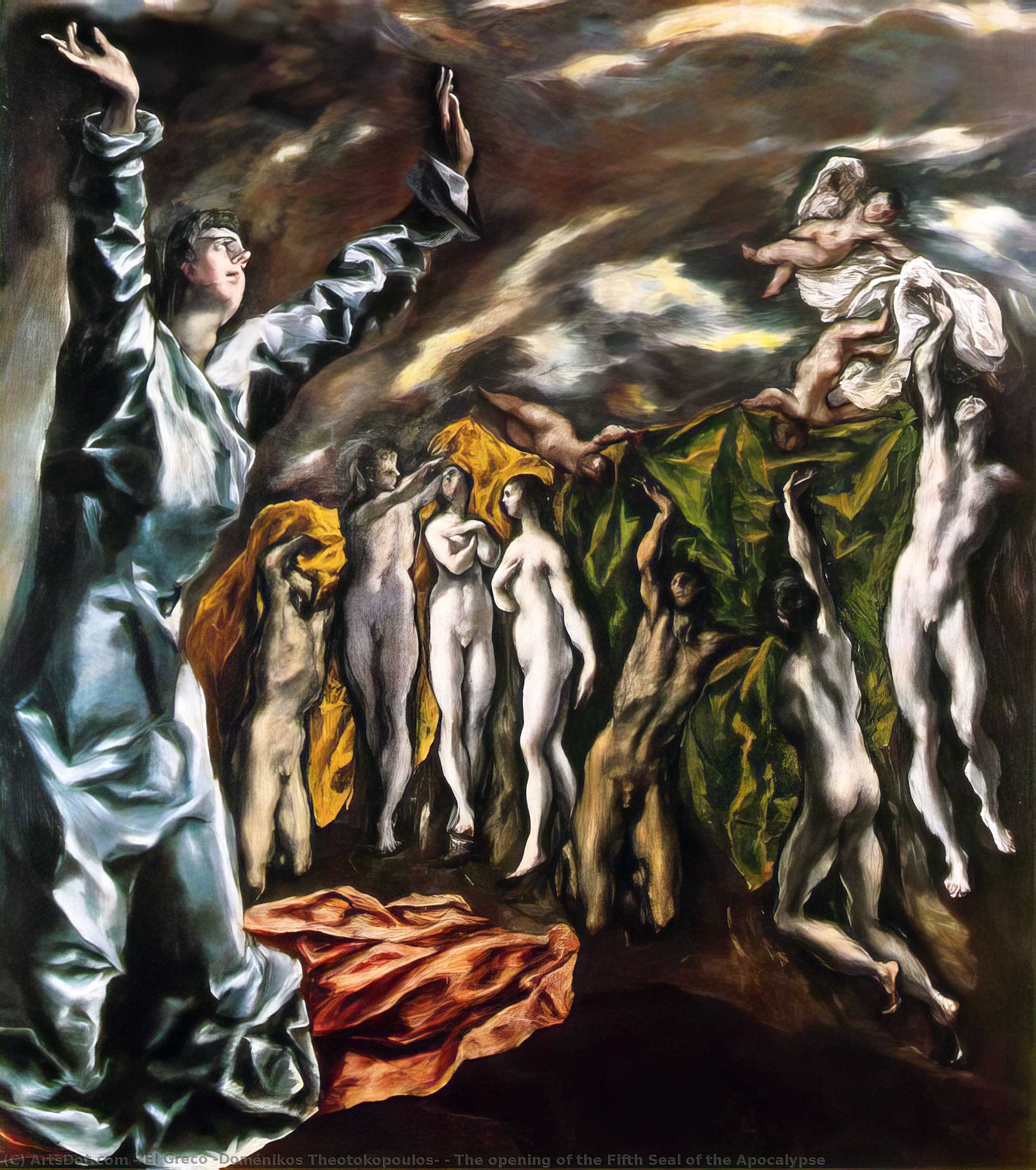 WikiOO.org – 美術百科全書 - 繪畫，作品 El Greco (Doménikos Theotokopoulos) - 启示录第五章的开幕