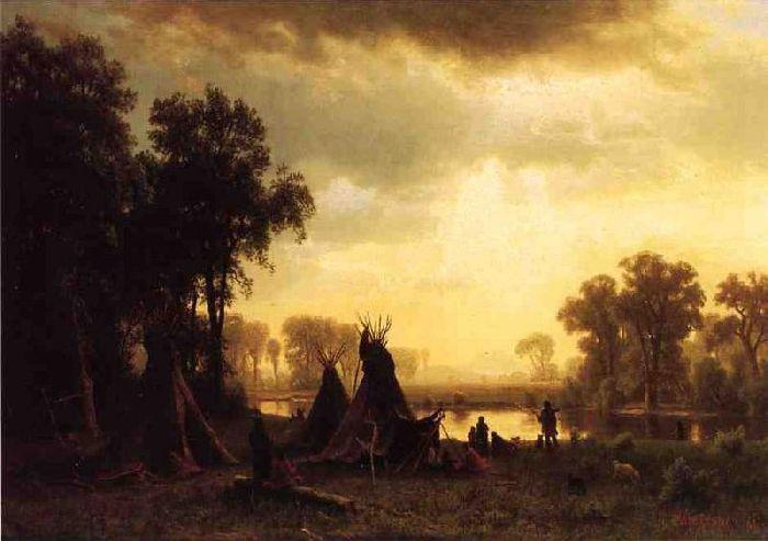 Wikioo.org - The Encyclopedia of Fine Arts - Painting, Artwork by Albert Bierstadt - An Indian Encampment
