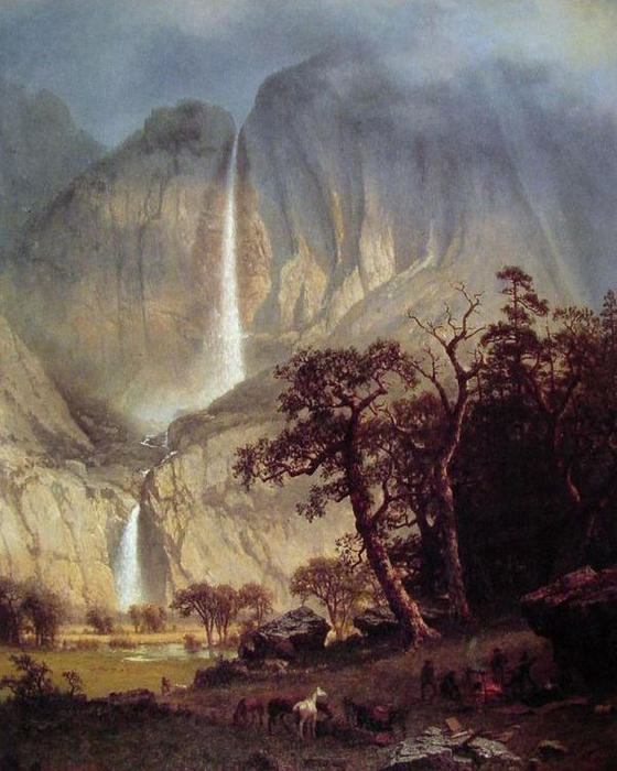 Wikioo.org - สารานุกรมวิจิตรศิลป์ - จิตรกรรม Albert Bierstadt - Cho looke The Yosemite Fall