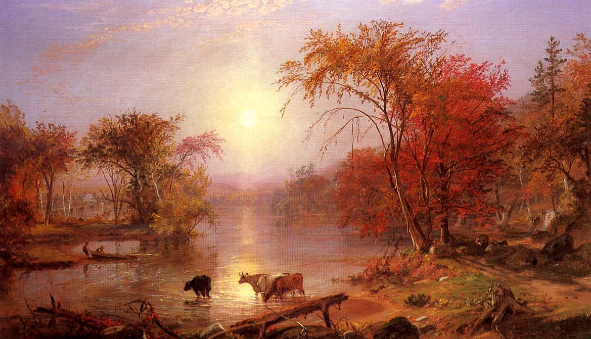 Wikioo.org - The Encyclopedia of Fine Arts - Painting, Artwork by Albert Bierstadt - Indian Summer Hudson River