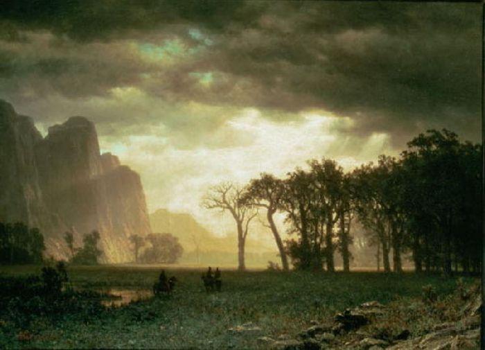 Wikioo.org - The Encyclopedia of Fine Arts - Painting, Artwork by Albert Bierstadt - Passing Storm in Yosemite