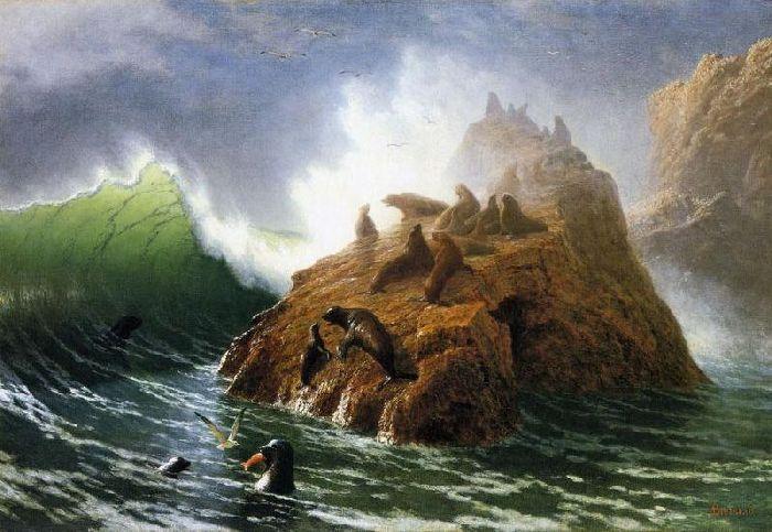 WikiOO.org – 美術百科全書 - 繪畫，作品 Albert Bierstadt - 密封 岩石
