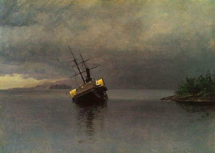 WikiOO.org - Güzel Sanatlar Ansiklopedisi - Resim, Resimler Albert Bierstadt - Ship sailing to the storm