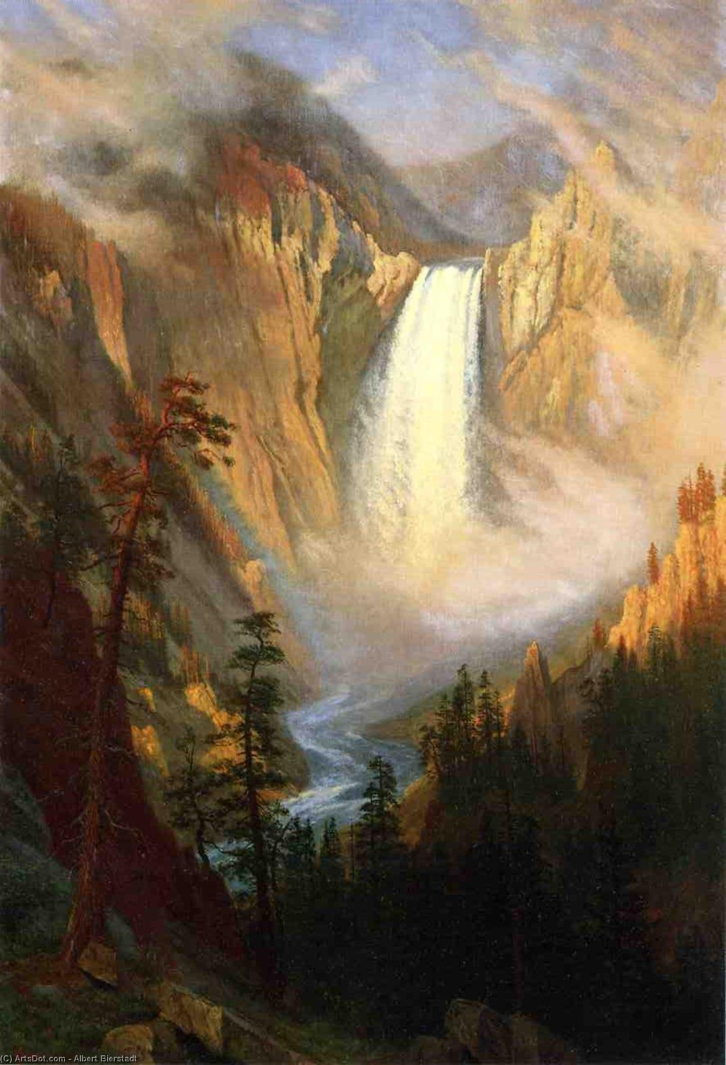 WikiOO.org - 百科事典 - 絵画、アートワーク Albert Bierstadt - イエローストーンの滝
